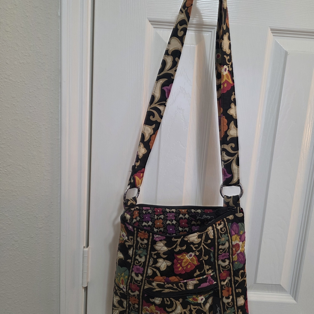 Vera Bradley Black and Pink Floral Shoulder Bag